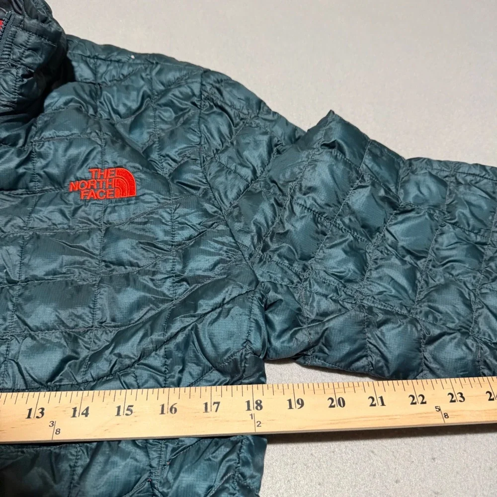 The North Face Mens Thermoball Full Zip Puffer Jacket Teal Green Orange Small